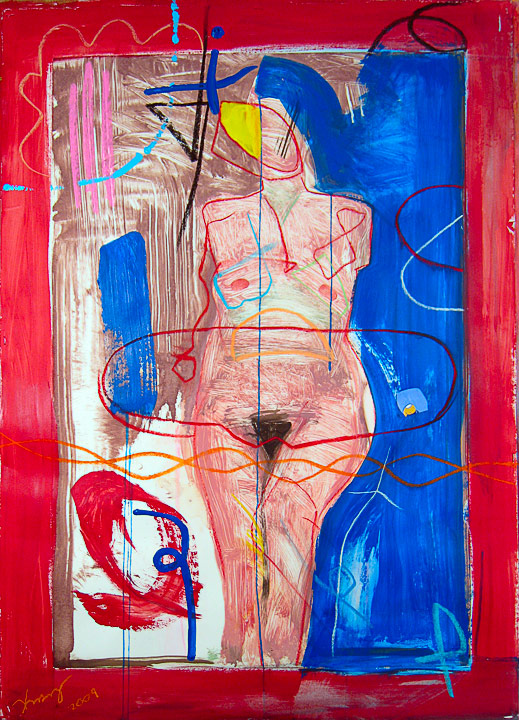 Blue and Red Nude